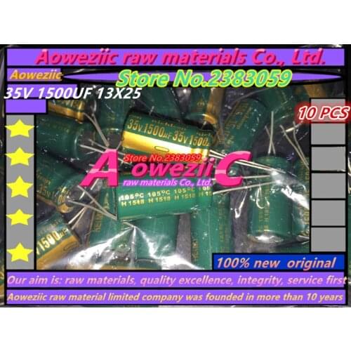Aoweziic 10 PCS 35V 1500UF 13X25 high frequency low resistance electrolytic capacitor 1500UF 35V 13*25