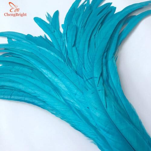 ChengBright Wholesale 100PCS 14-16inch Sky Blue Rooster tail Feathers For Decoration Craft Feather Christma Diy Pheasant Feather