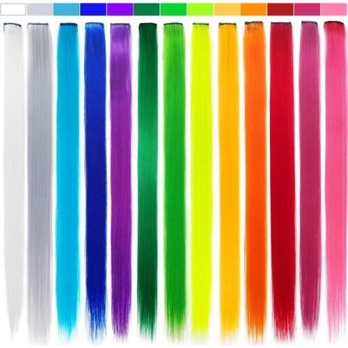 10 stks/partij Synthetische Lange Enkele Clip In Een Stuk Hair Extensions 50cm Rainbow Kleur Straight Haarstukje Voor vrouwen