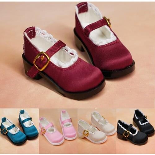 D01-P553 children handmade toy 1/3 1/4 Doll clothes BJD/SD doll props Accessories Satin lace buckle shoes 1pair