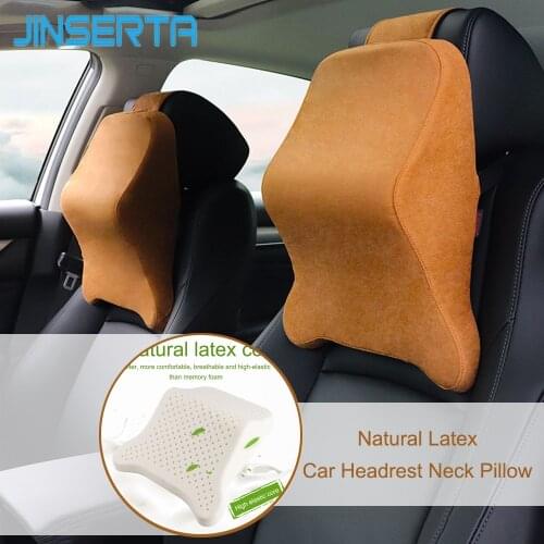 JINSERTA Natural Latex Car Headrest Neck Pillow Breathable Auto Seat Back Comfortable Support Travel Pillow for Universal Car
