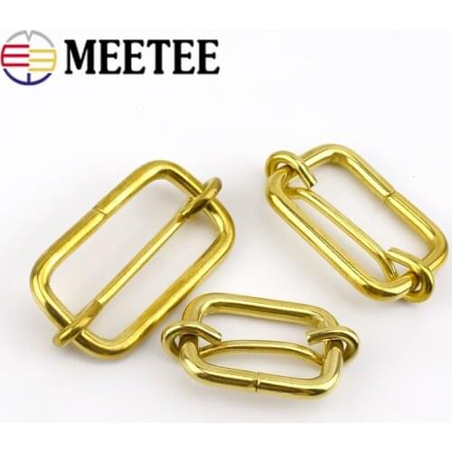 2/4pcs Meetee Metal Solid Brass Slides Tri-glides Wire-formed Roller Pin Buckles Strap Adjuster Harness for Bag Part Accessories