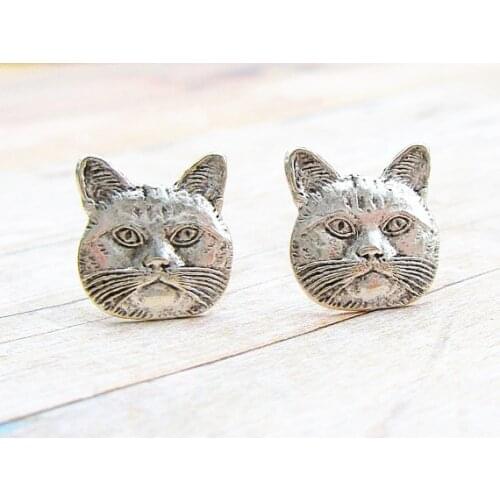 Trendy cute CAT Antique color earrings Animal shapes stud earrings for women