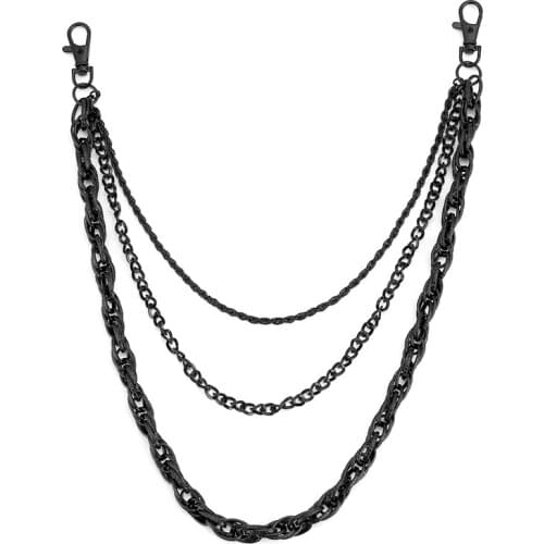 Fashion Men Jewelry Jean Wallet Chain 3 Layer Waist Punk Hook Silver Trousers Pant Belt Chain Jewelry Keychain Pant Chain DR177