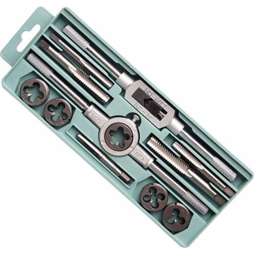 Hand Threading Inch 1/2''-1/4'' tap die set, 12 pcs inch Screw Thread Plugs Taps dies tool set, 12 pc kit