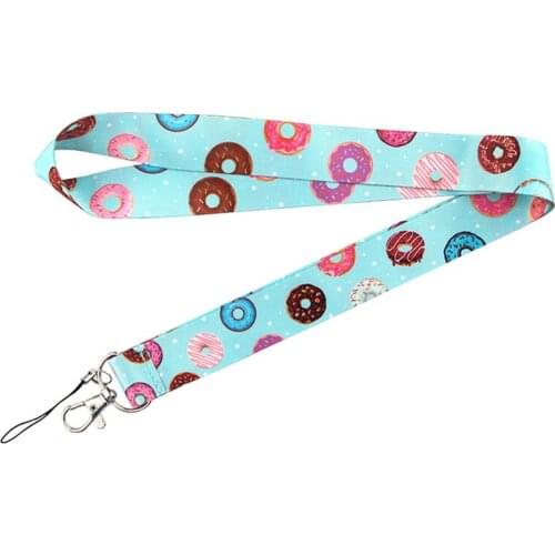 ZF660 1pcs Donut Creative Painting Art Key Chain Cartoon Lanyard Neck Strap For Phone Keys ID Card Cartoon Lanyards For Kids