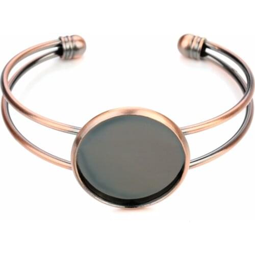LOULEUR Antique Bronze Blank Bracelet Bangle Cabochon Base Fit 20 25 mm Cabochon Settings Cameo Tray Diy Jewelry Making Findings