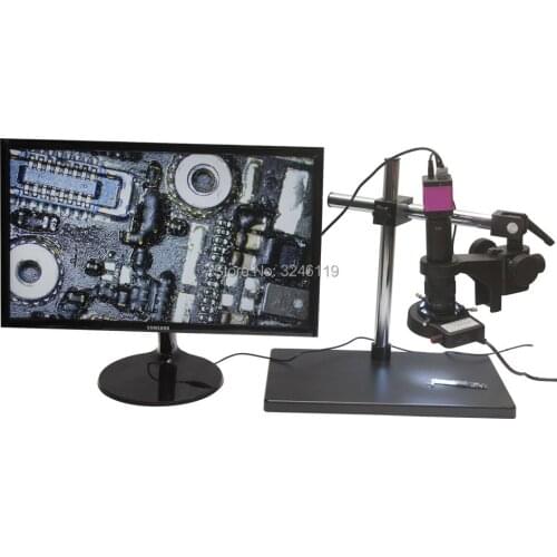 HD 2.0MP HDMI Industrial Microscope Video Camera Record Video Storage Photo 180X 300X C-mount Lens Rotate Large Workbench