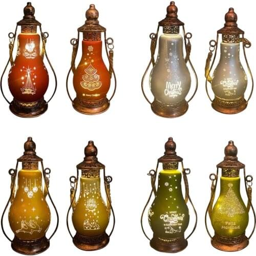 Christmas Oil Lamp LED Luminous Portable Lantern Camping Light Festival Decor