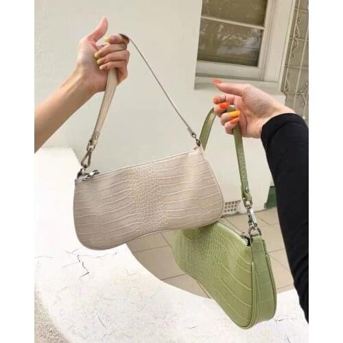 Alligator Pattern Baguette Bag Women PU Leather Shoulder Bag Vintage New Armpit Bag Casual Crossbody Bag Lady Wallet