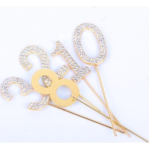 Silver Gold Rhineston Cake Topper number Cake Toppers Boy Girl 18th Birthday Party adult birthday Cake Decor Birthday Supplies