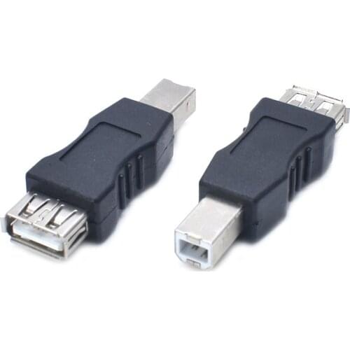 USB printer adapter type A female - type B male black silver tone