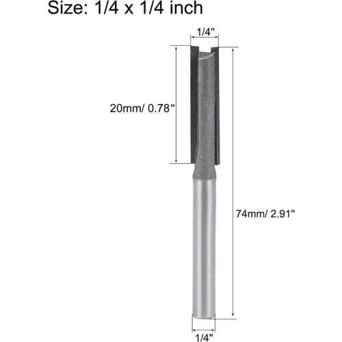 Uxcell Router Bit 1/4 Shank 1/4" Cutting Dia. 2 Straight Flutes HSS for Woodworking Milling Cutter Tool