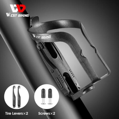 WEST BIKING 2 in1 Bicycle Water Bottle Cage With 2 Tire Levers MTB Road Bike Bottles Cage Drink Cup Holder Cycling Accessories