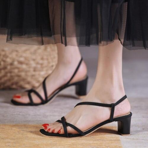 Rimocy Sexy Open Toe High Heels Sandals Women Summer New Style New Black Ankle Strap Gladiator Sandalias Mujer Office Shoes