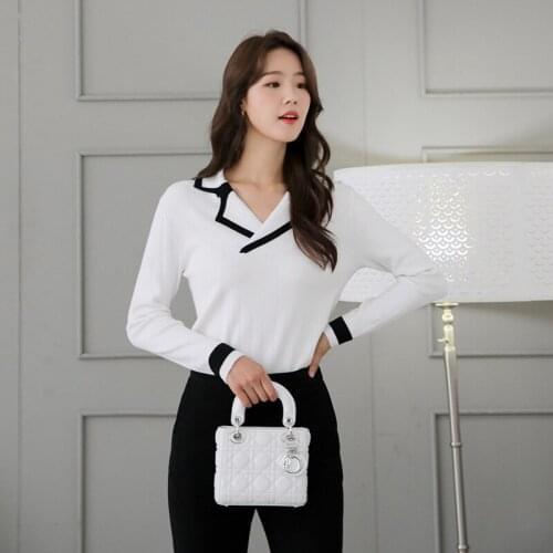 OL Knitted Pullover Woman Sweaters Fall 2020 Women Clothing Long Sleeve Fashion Chic Wool Pullovers Jumper Knitwear Pull Femme