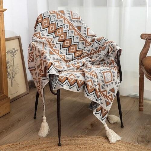 Winter Warm Knitted Throw blankets Bohemian geometry Sleeping Blanket Decoration Sofa Cover soft Wool Bohemian large Shawl