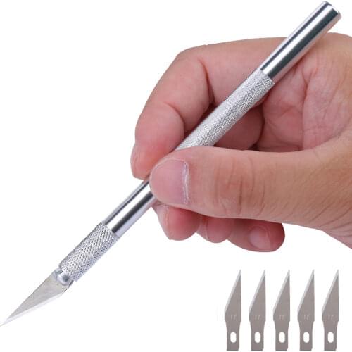 1 Set Metal Handle Scalpel Blade Knife Wood Paper Cutter Craft Pen Engraving Cutting Supplies DIY Stationery Utility Knife