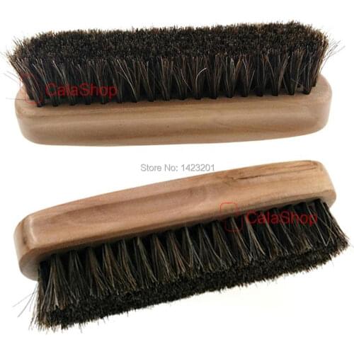 1 Pcs / Lot Professional Horse Hair Bristle Brush Wooden Handle Leather Boot Shoes Polishing Brush
