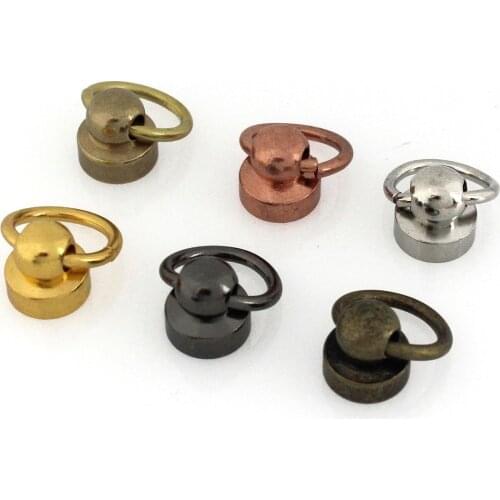 10pcs Brass Ball post with O ring screwback studs rivets Head button stud post & O ring Garment Leather Craft Belt Wallet Decor