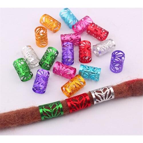 100PCS Aluminum Hollow Hair Jewelry Braid Rings Decoration Pendants Adjustable Dreadlocks Beads Cuffs Rings Accessories