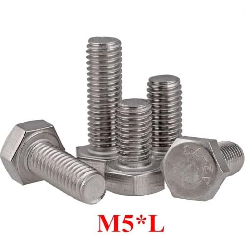 100pcs M5*L Stainless steel External Hex Socket Head Screw 5mm Outer Hexagonal Screw Bolts DIN933