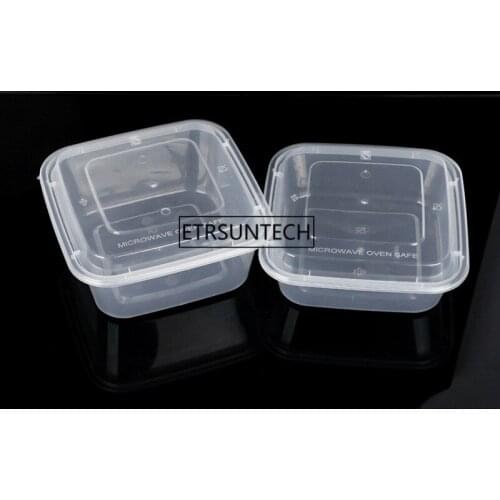 300pcs Thick Square Disposable Lunch Box Food Package Takeaway Plastic Fast Food Fruit Salad Crisper With Lid