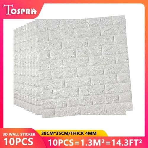 10 Pcs 3D Wall Stickers Self-Adhesive Imitation Brick Sticker Bedroom Decoration Waterproof Paper Brick Stone Wallpaper Hot Sale