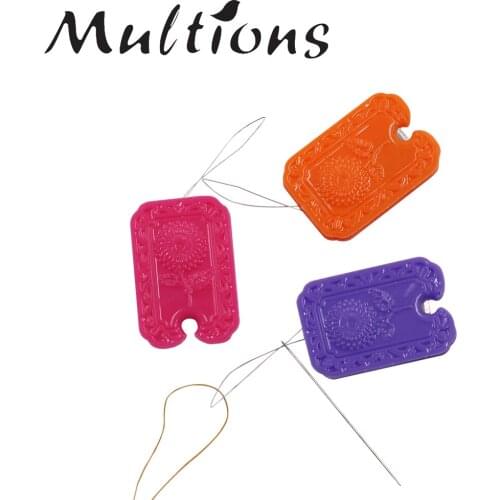 5Pcs Multi-function Wire Loop Needle Threaders with Yarn Cutter Knife Line for Hand Stitch Needlework Sewing Accessories