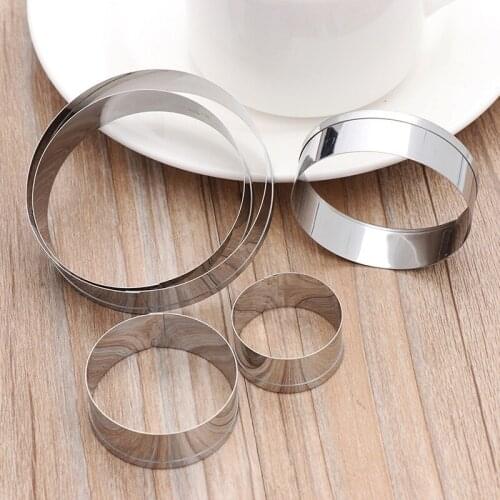 5Pcs Set Graduated Size Stainless Steel Round Circle Biscuit Pastry Mold DIY Baking Cookie