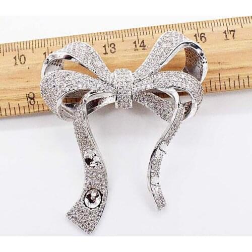 50x60mm Womens High Qualit bow without pearl CZ-inlaid Pearl Bracelet Buckle, necklace buckle, sweater chain connection buckle