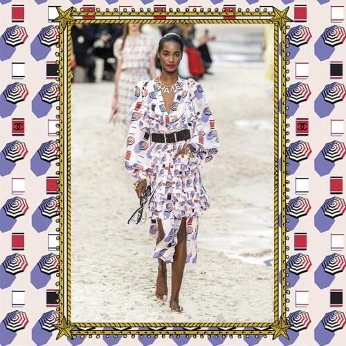 147 cm width Korean satin fabric fashion week printed fabric satin dress handmade DIY fabric wholesale cloth