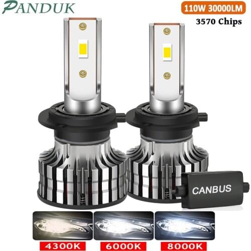 PANDUK Car Headlight H1 H3 H4 H7 LED 30000LM 110W Canbus H8 H9 H11 9005 HB3 9006 HB4 Led Bulb Auto Lights 6000K 12V Turbo Lamp