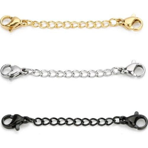 5Pcs 75 100 125 150mm Length Stainless Steel Extender Chain Necklace With Lobster Clasp Bulk Link For Diy Jewelry Findings