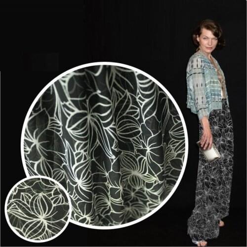 Flower leaves black lyrics perspective chiffon dress cloth fabric