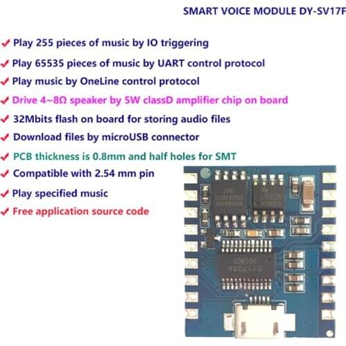 DY-SV17F Audio Module Mini MP3 Player IO Trigger USB Flash Voice Module MAR25 Dropship