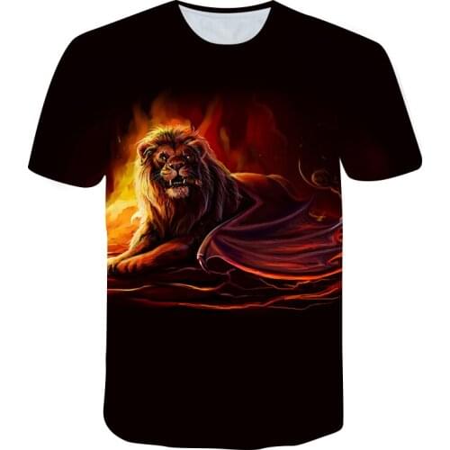 3D Printing Mens Womens T-shirts for Teenagers Oversized Shirts Handsome Lion Print Clothing Street Fashion Hip-hop Pop Tops