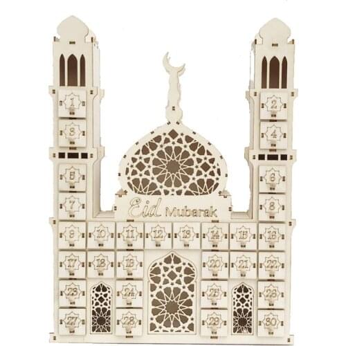 Eid Mubarak Countdown Calendar DIY Wood Ramadan Decoration QX2E