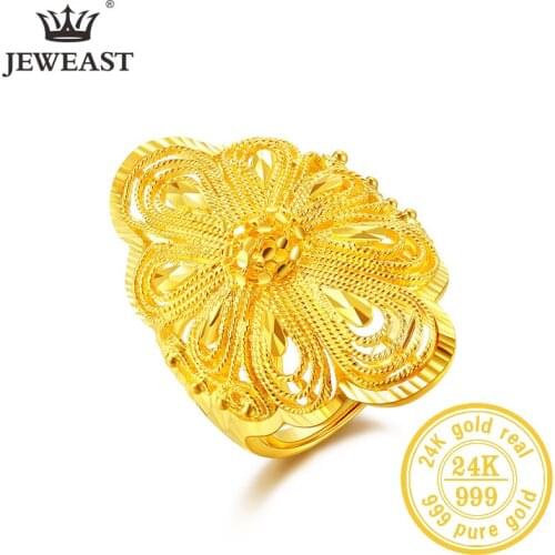 JLZB 24K Pure Gold Ring Real AU 999 Solid Gold Rings Elegant Shiny Beautiful Upscale Trendy Classic Jewelry Hot Sell New 2020