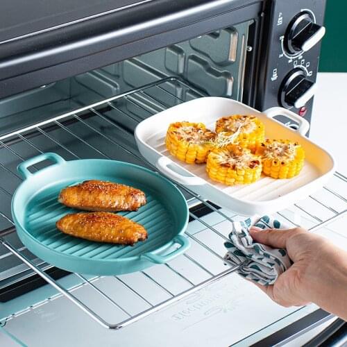 Ceramic Square Plate Dish Creative Microwave Oven Binaural Pizza Baking Dinnerware Exquisite Christmas Decoration Dessert Plates