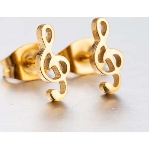 Kirykle Music Earrings Stainless Steel Lovely Small Ear Studs for Women Charm Musical Note Earring Jewelry gift Brincos Mujer