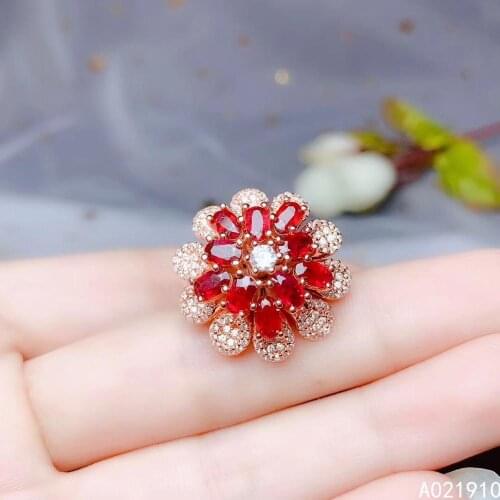 KJJEAXCMY boutique jewelry 925 sterling silver inlaid Natural ruby gemstone ring female support detection exquisite
