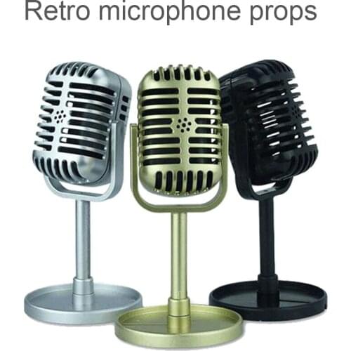 Classic Retro Dynamic Vocal Microphone Model Vintage Style Mic Universal Stand Prop for Live Performance Studio Record
