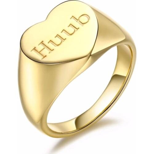 DUOYING Fashion Name Ring Heart Copper Custom Personalized Ring Plated Really Gold Graduation Simple Ring For Women Cute Gift