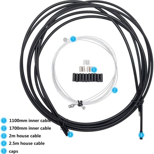 Gear Brake Cable Set Bike Complete Inner Replacement Cable Set Brake Inner Cable for Road Mountain Bike Bicycle Cycling Black