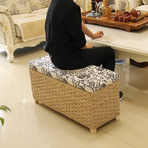 Creative Storage Stool Ottoman Home Decoration Furniture Storage Rattan Wicker Chair Door Bench Kids Children Adult Chair