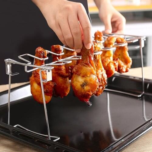 Kitchen Accessories Camping BBQ Stainless Steel Folding Chicken Leg Rack Outdoor Tool Household Oven Plate Barbecue Grill