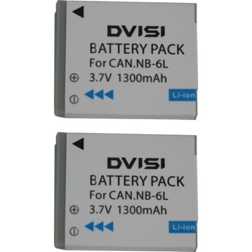 2Pcs 3.7V 1.3Ah NB 6L NB-6LH Li-ion Battery For Canon Power-shot SX520 HS SX530 SX600 SX610 SX700 SX710 IXUS 85 95 200 210 105