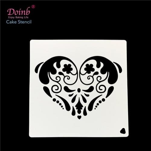 Love Heart Totem Plastic Spray Flower Cake Stencil Pad Mold Strew Duster Cupcake Fondant Decoration Baking Tool Moulds FQ4041