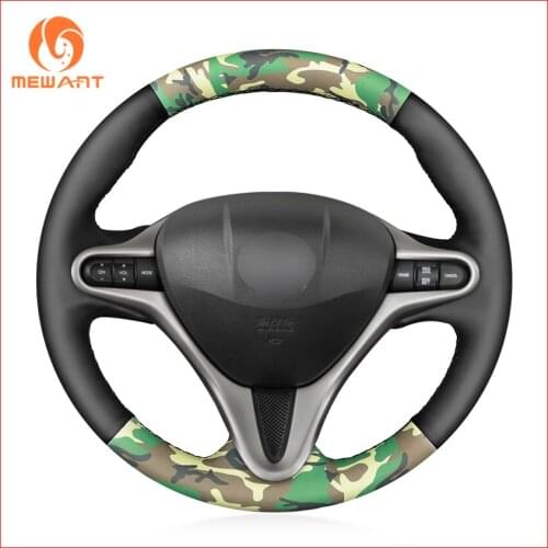 MEWANT DIY Camouflage Artificial Leather Hand Sew Anti-Slip Car Steering Wheel Cover for Honda Civic Civic 8 2006-2011 (3-Spoke)